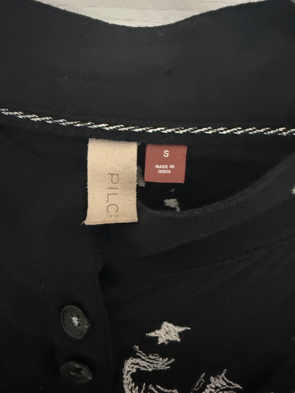 Anthropologie Black Celestial & Animal Button-Down Shirt - Picture 2 of 8